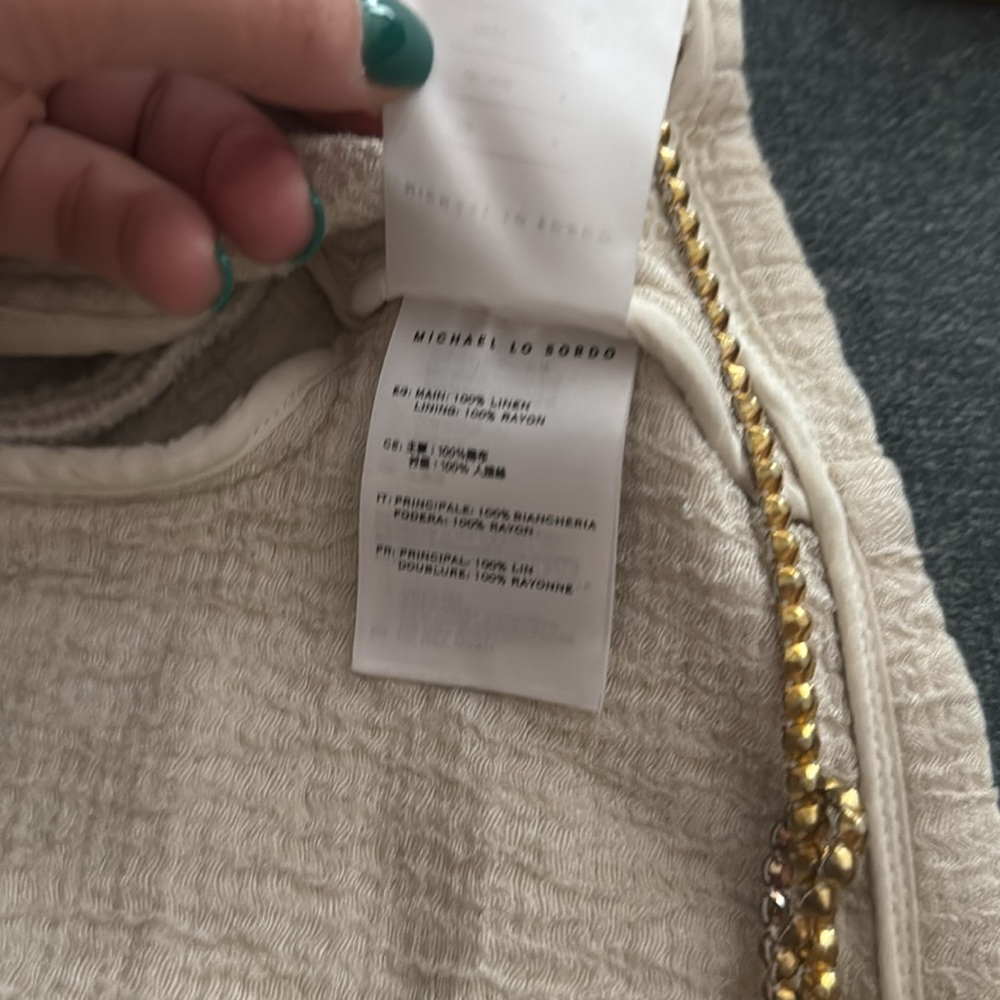 MICHAEL LO SORDO • Linen Bolero Waist Tie Collared Jacket - Picture 16 of 16